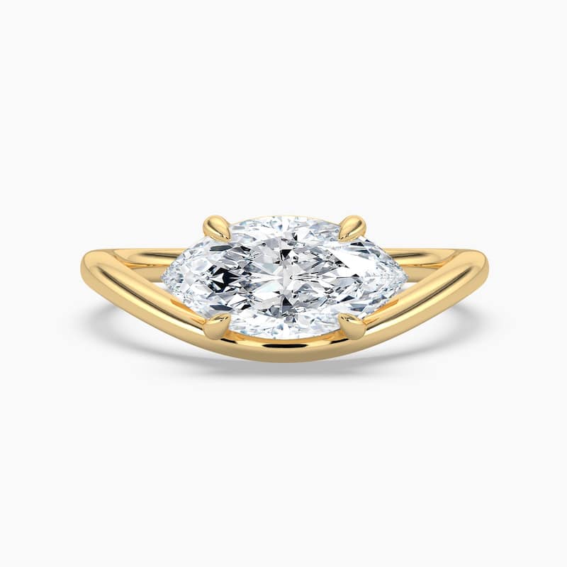 Auriya 14K Gold Lab Grown Diamond Marquise Curved Solitaire Engagement Ring 1.00 - 5.00ct. tw. (F-G, VS) - 1.50 carats - 6 - Yellow