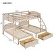 preview thumbnail 13 of 16, Full Over Twin & Twin Bunk Bed, Velvet Triple Bunk Bed with Drawers and Guardrails