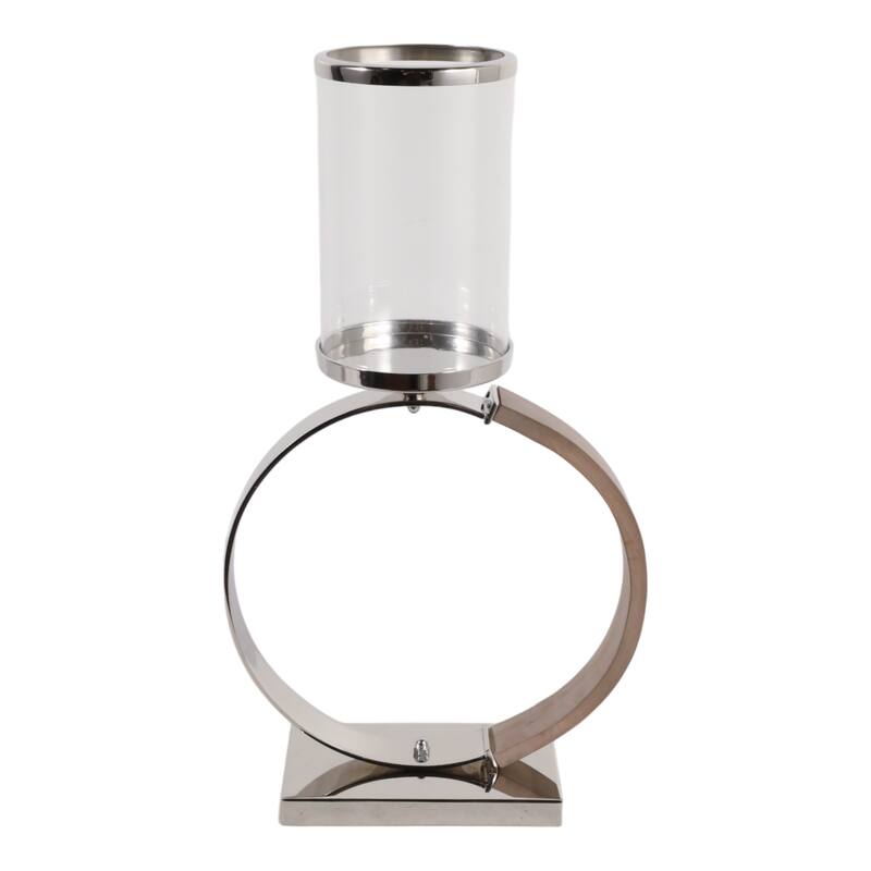 Metal Wood Candle Holder Modern Semi Ring Detail for Home Decor - 12" x 5.5" x 21.5"