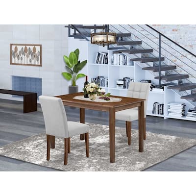3-Piece Antique Walnut Finish Rectangular Solid Wood Top Dining Table Set