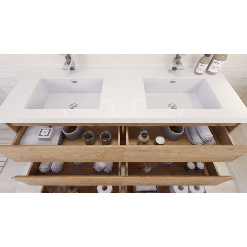 Aron 60'' Freestanding Vanity with Double Reinforced Acrylic Sink