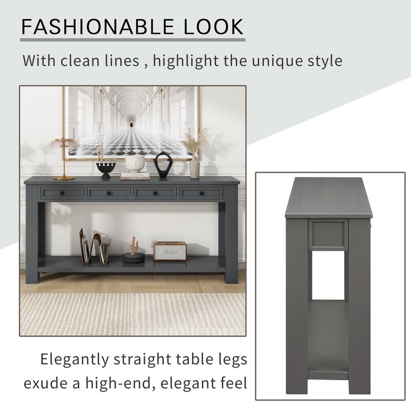 Console Table/Sofa Table with Storage Drawers and Bottom Shelf for Entryway Hallway