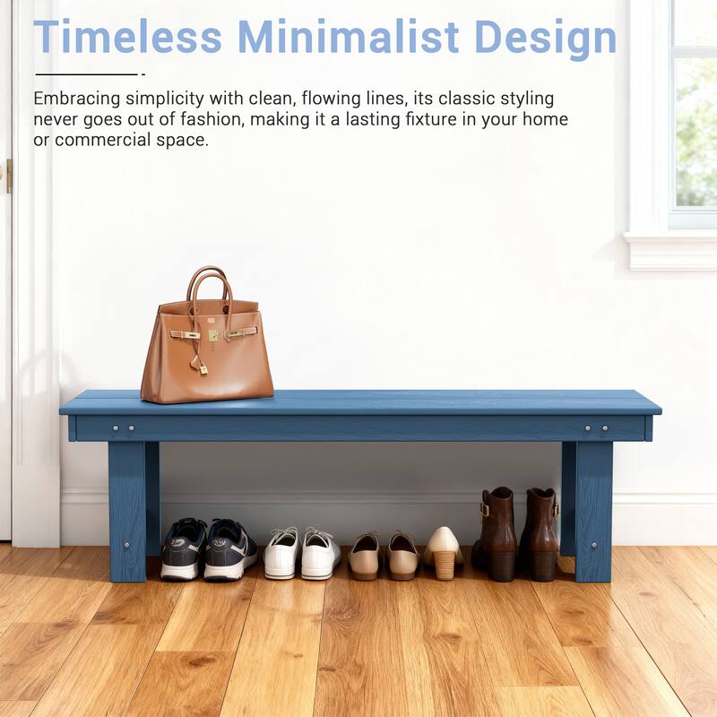 6-Piece HDPE Outdoor Dining Table Sets with Umbrella Hole - 1-Table 4-Chairs-1-Bench