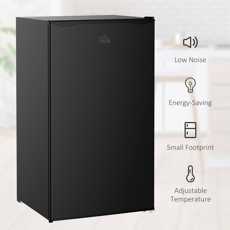 HOMCOM 3.2 Cu.Ft Mini Fridge with Freezer, Single Door Compact Refrigerator with Adjustable Thermostat for Bedroom