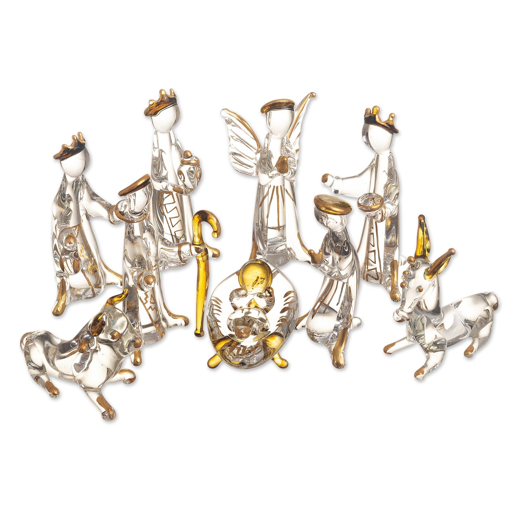 Novica Handmade Midnight Clear Blown Glass Nativity Scene (10 Pieces)