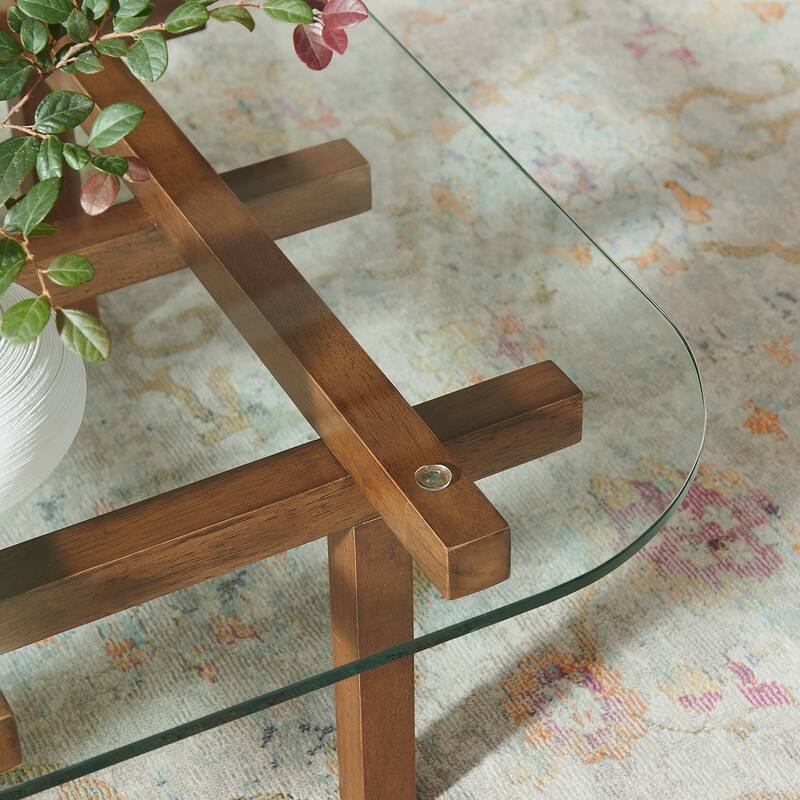 Isby 35 Inch Tempered Glass Coffee Table