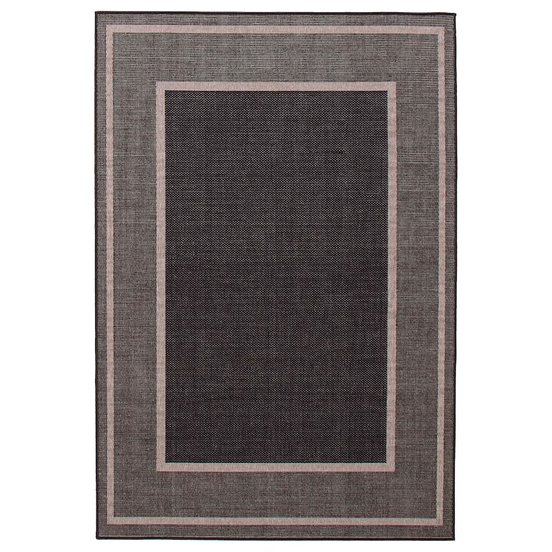 ECARPETGALLERY Machine Woven Jute Natura Polypropylene Rug - Black/ Grey - 7'10 x 10'2