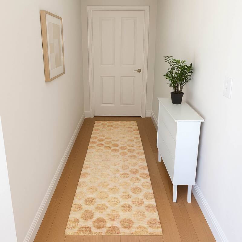 Premium Washable Super Soft Vintage Dotty Mayfield Rug - Peach - 2'3" x 7'6"