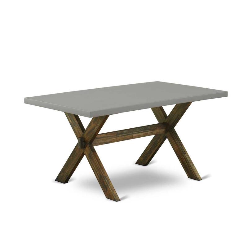 HomeStock 7-Piece Distressed Jacobean Finish Solid Wood Top Dining Table with 6 Parson-Chairs