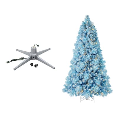 Home Heritage Rotating Tree Stand Base w/Snowdrift 6.5' Pine Christmas Tree