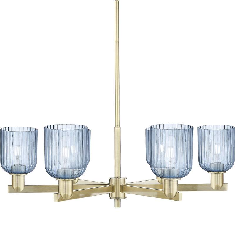 Innovations Lighting 716-6CR-11-35 Bridal Veil Chandelier Bridal Veil - Antique Brass / Blue