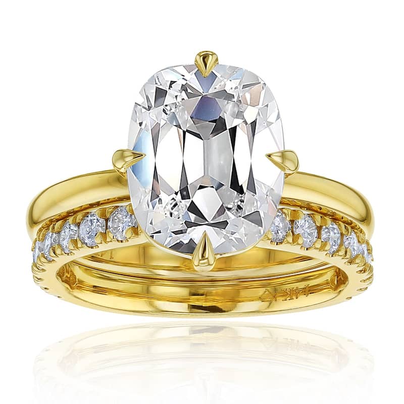 Kobelli 3.4 Carats Old Mine Lab Grown Diamond Certified 14k Solid Gold Candlelight 2pc Bridal Set - Yellow - 5