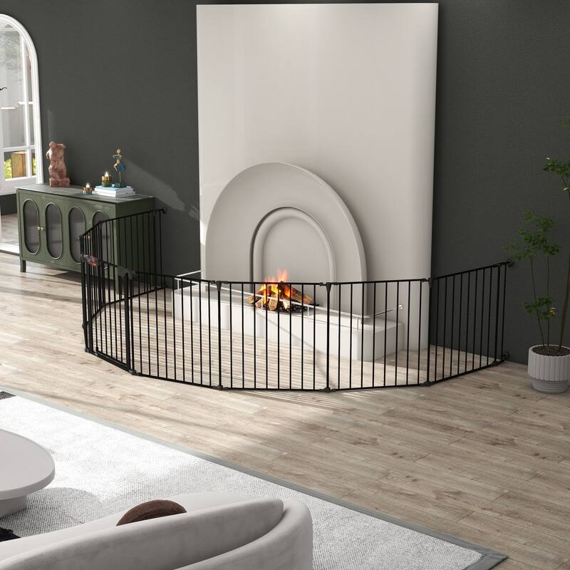Panels Play Yard Metal Doorways Fireplace Fence Christmas Tree Fence Gate - 200" Adjustable