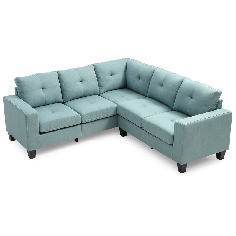 Tufted Twill L Shape Sectional Sofa - 82" - Teal
