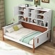 preview thumbnail 1 of 12, Twin Platform Bed with Storage Shelves, Cabinets, and Walnut Accents, White+Walnut White+Walnut