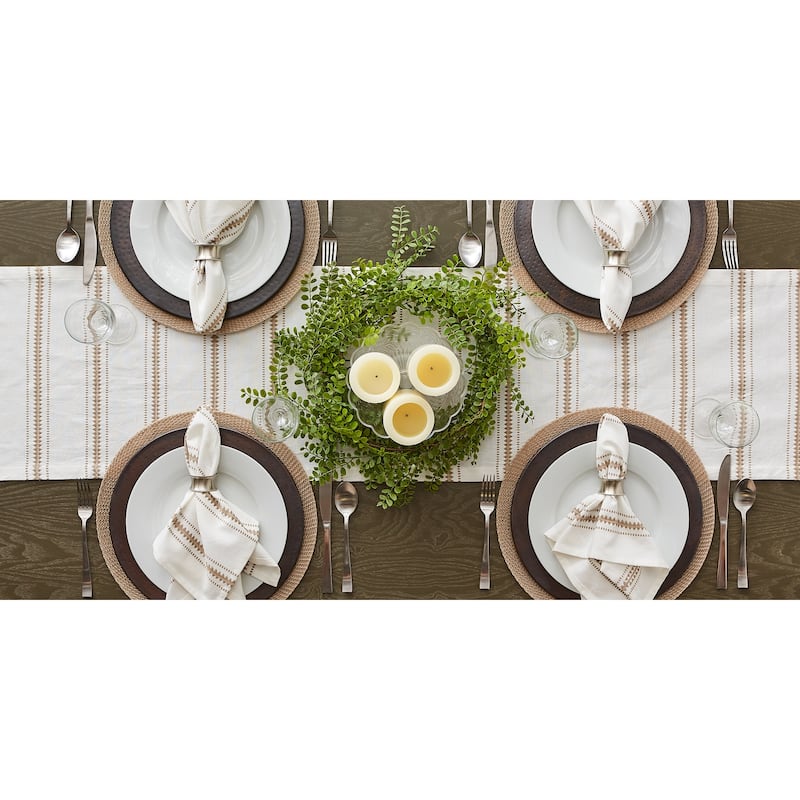 DII French Blue Zig Dobby Stripe Table Runner