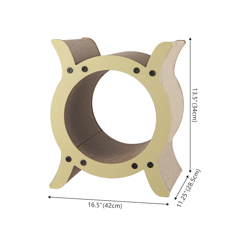 Nyan 16.5" Modern Cardboard Tunnel Cat Scratcher with Catnip, Almond