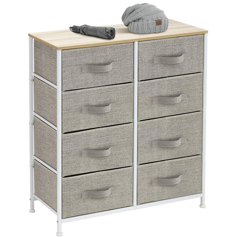 Modern Fabric and Metal 8-cubby Storage Tower