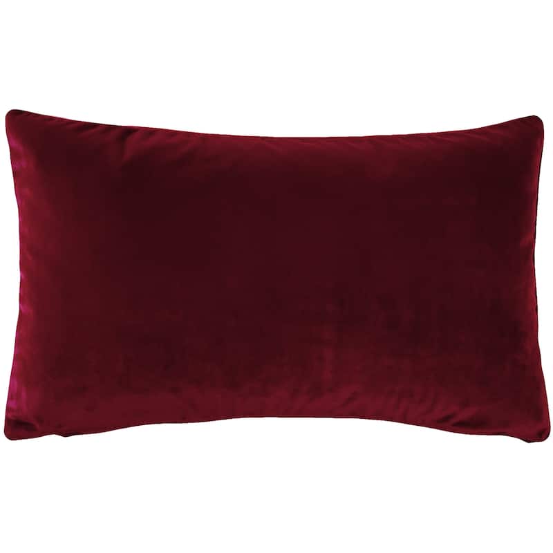 Pillow Decor Castello Soft Velvet Throw Pillows (3 Sizes, 18 Colors) - 12" x 19" - Polyester - Burgundy