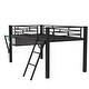 preview thumbnail 9 of 11, Twin Size Gaming Mid Loft Bed With Desk, Led, Gaming Bed, Desk And Storage,Black