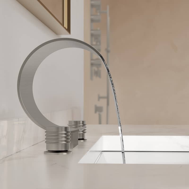 GRANDJOY High Arc Waterfall Widespread Bathroom Sink Faucet