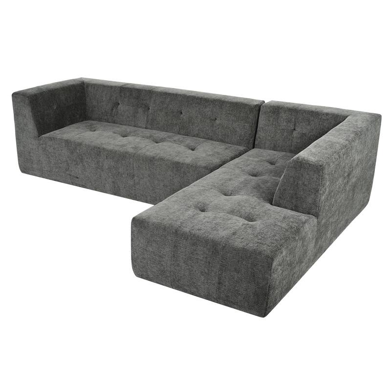 Modular Sectional Couches Floor Recliner Couch, Living Room Upholstered Sleeper Sofa Bed L-Shaped Sofa Set, Set of 2
