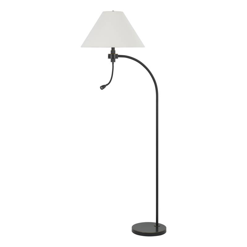 Ashy 68 Inch Floor Lamp, Gooseneck LED, White Shade, Brass Arc Pole