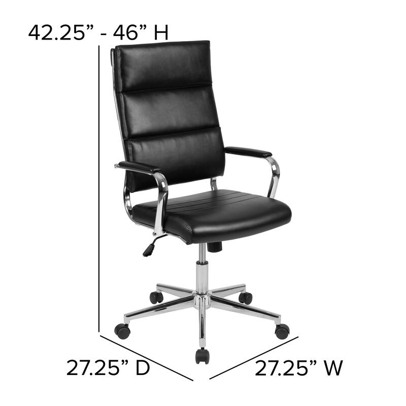 High Back LeatherSoft Contemporary Panel Executive Swivel Office Chair