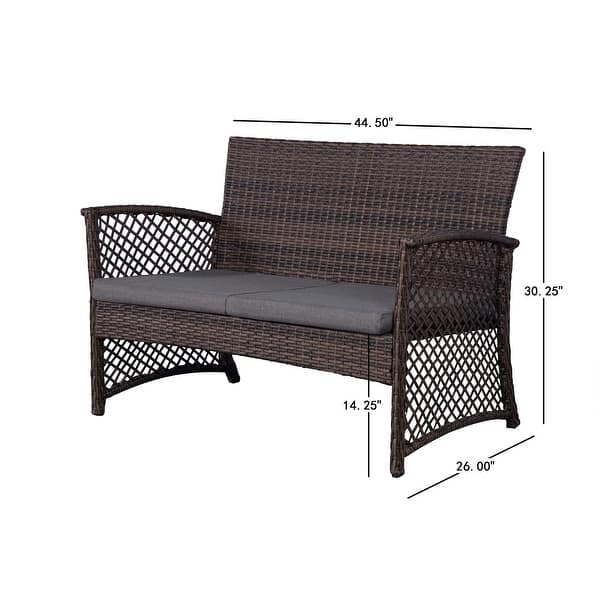 dimension image slide 1 of 17, Madison Outdoor 4-Piece Rattan Patio Furniture Chat Set with Cushions