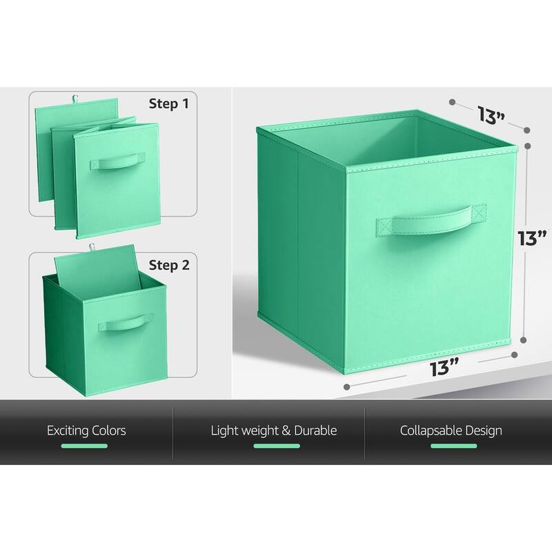 Sorbus Fabric Storage Bins 13" Foldable Cubes With Handles For Pantry, Cubbies, Toy And Closet Shelving Organization - 6Pk