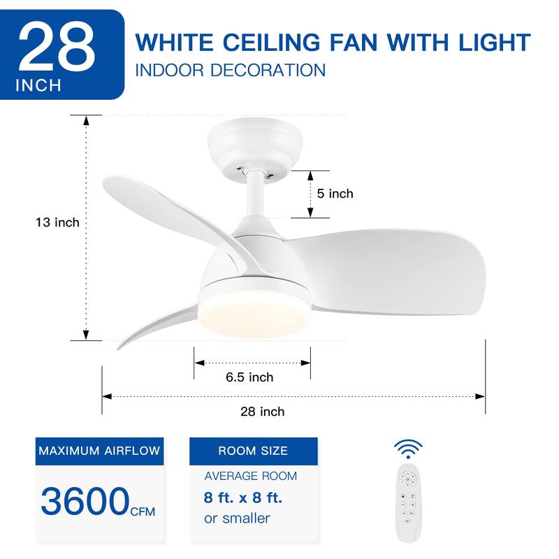 Oaks Aura 28 In Integrated LED White Retractable Ceiling Fan With Light