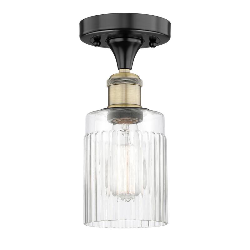 Innovations Lighting Hadley - 1 Light 5" Semi-Flush Mount - Clear/Black Antique Brass