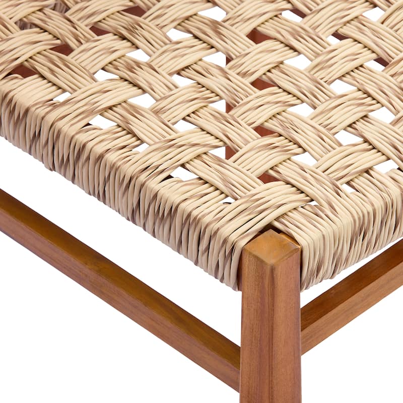 Christopher Knight Home - Acacia Wood Outdoor Patio Dining Chairs with Wicker Seat (Set of 2)