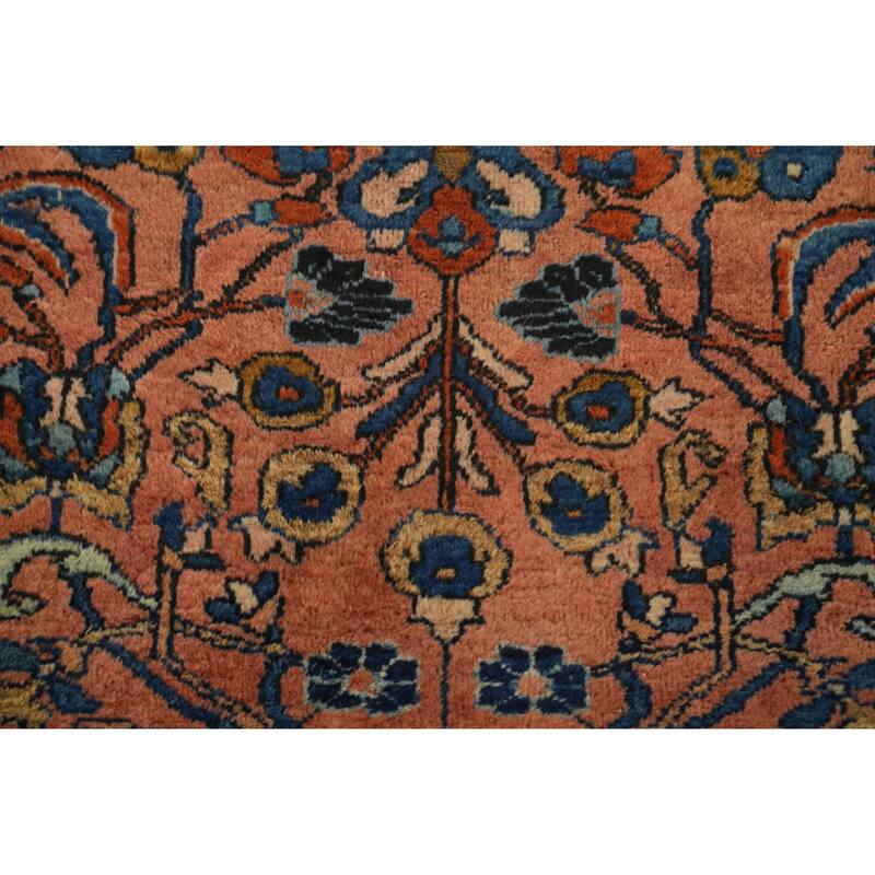 Hand Knotted Oriental 100% Wool Carpet Traditional Floral Coral Lilian Area Rug - 4' 8'' X 3' 5''