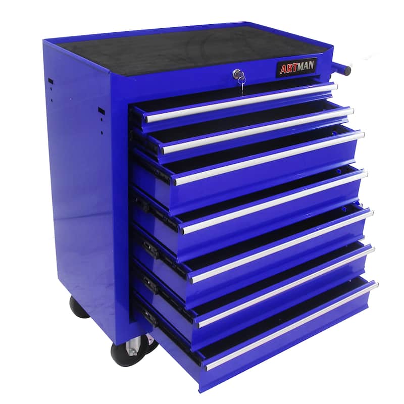 7 Drawers Steel Too Cart with 4 Wheels - Blue