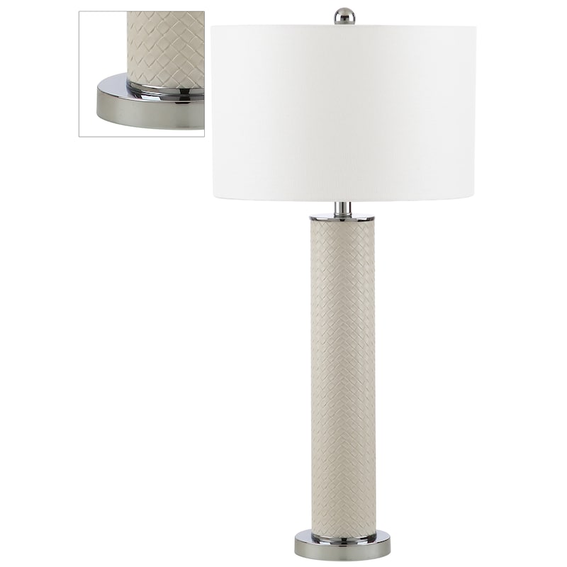 SAFAVIEH Lighting Tomika 32-inch Faux Alligator Grey Table Lamp (Set of 2) - 15"x15"x31.5" - 15Wx15Dx32H