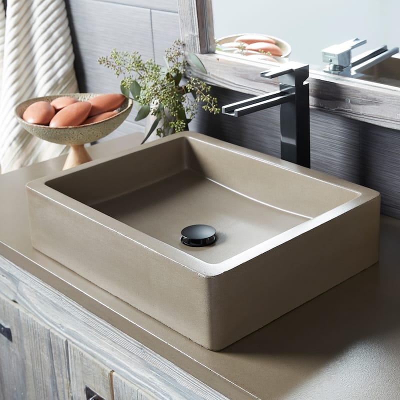 NativeStone Concrete Vanity Top - Vessel Sink Cutout with Single Faucet Hole (Top Only)