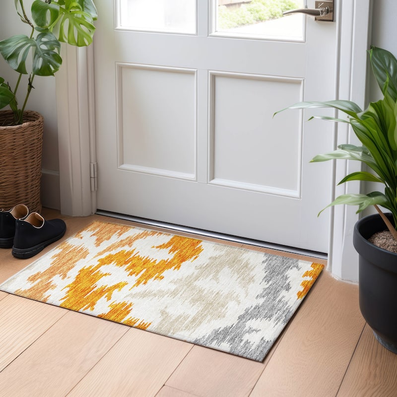Premium Washable Super Soft Modern Chic Mayfield Rug - Orange - 1' 8" x 2' 6" - Rectangle