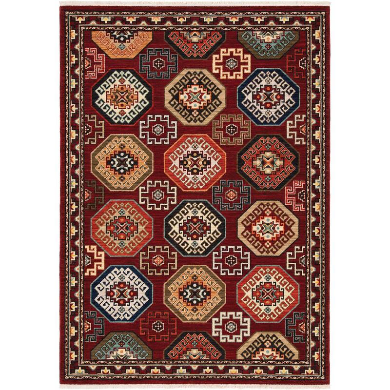 Style Haven Leander Panel Medallions Fringed Wool Blend Area Rug - 6'7" x 9'6" - Rectangle