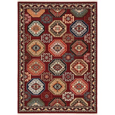 Style Haven Leander Panel Medallions Fringed Wool Blend Area Rug