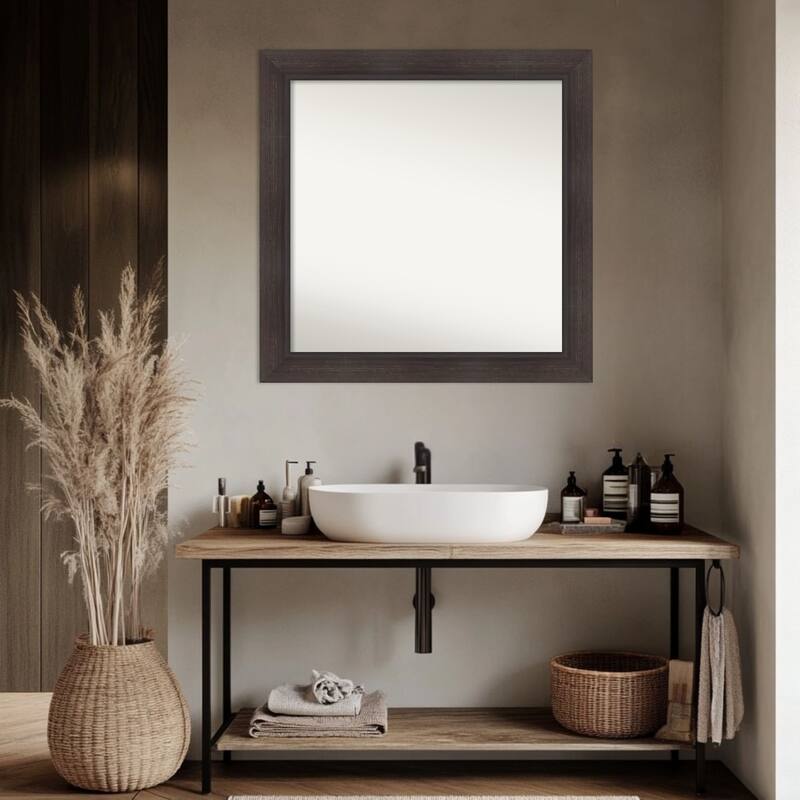 Sloped Non-Beveled Framed Bathroom Vanity Wall Mirror