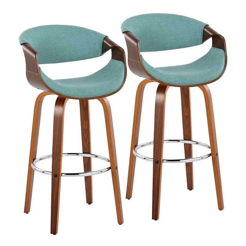 Carson Carrington Sauda 30" Fixed-Height Bar Stool with Bent Wood Legs and Round Footrest (Set of 2)