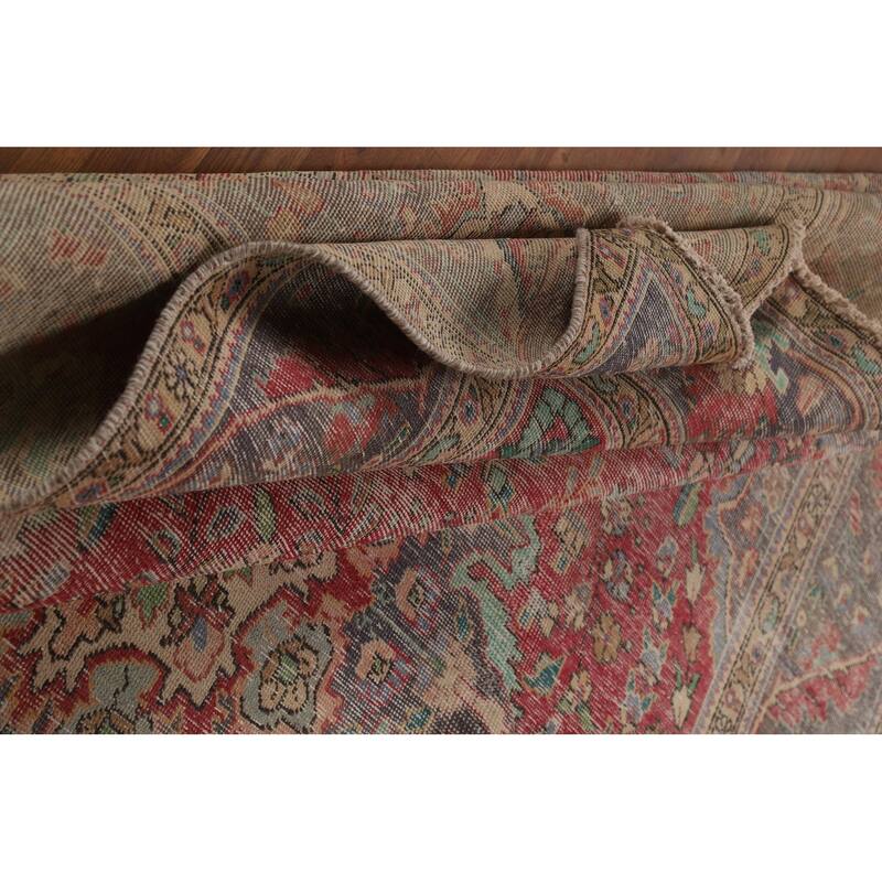 Geometric Tabriz Persian Vintage Area Rug Handmade Wool Carpet - 7'8"x 11'3"