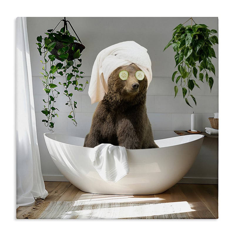 Stupell Bear in Refreshing Spa Bath Canvas Wall Art Design By CAD Designs - 30 x 30