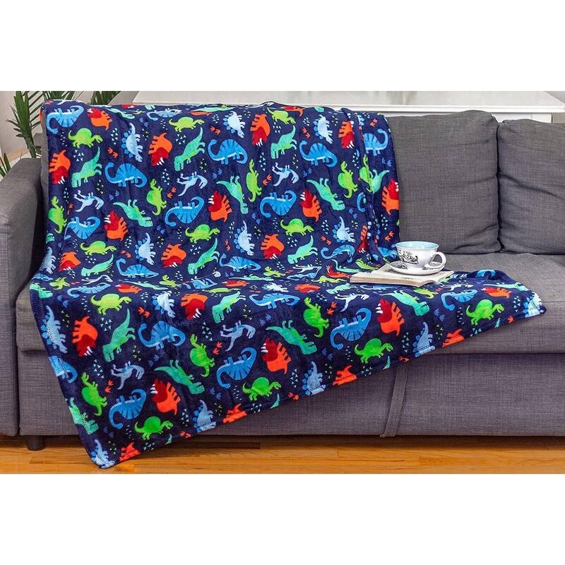 Décor&More DynoTime Microplush Throw Blanket (50" x 60") - Dinosaur Paradise