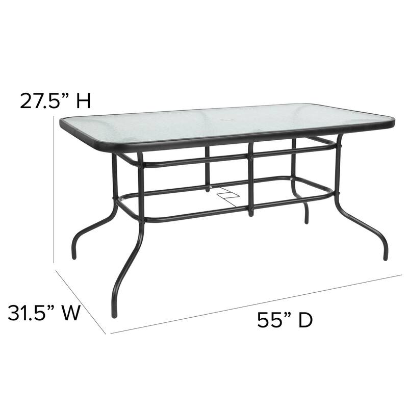 7 Piece Patio Dining Set - Glass Table, 6 Flex Stack Chairs