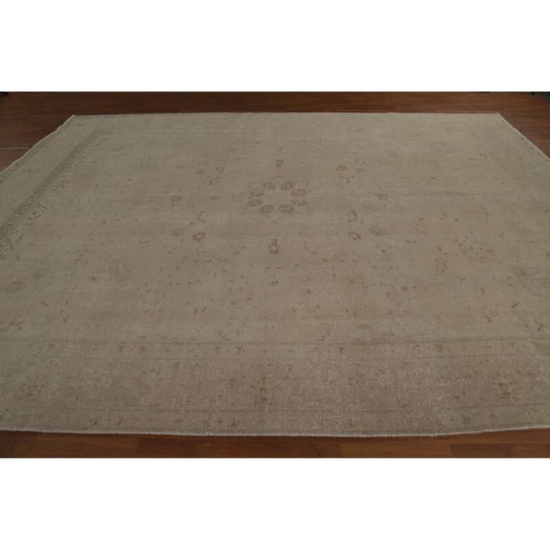 Distressed Tabriz Persian Vintage Rug Hand-Knotted Wool Carpet - 9'11" x 12'9"