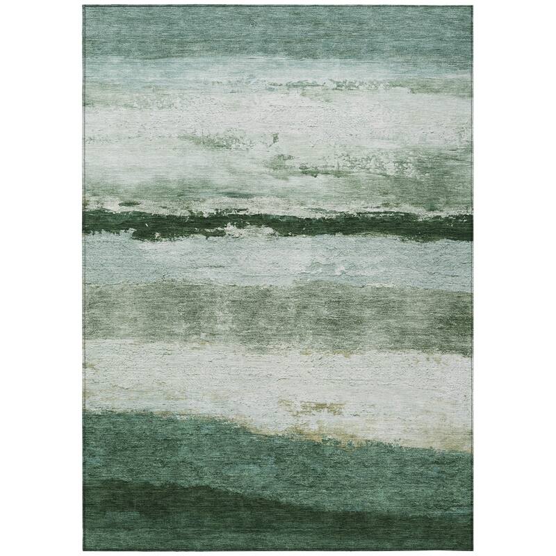 Machine Washable Indoor/Outdoor Watercolor Ombre Chantille Rug
