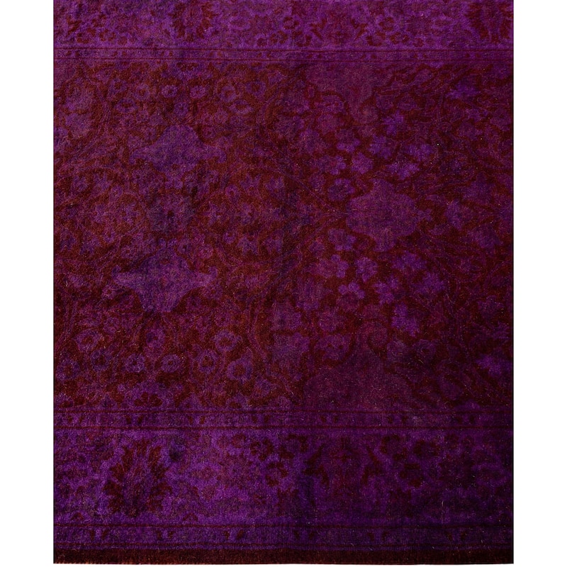 Overdyed One-of-a-Kind Hand-Knotted Area Rug - Purple - 2' 8" x 18' 5"