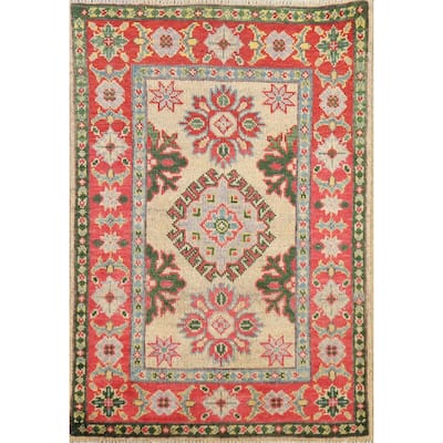 Geometric Kazak Foyer Rug Hand-Knotted Wool Carpet - 2'0" x 3'0"